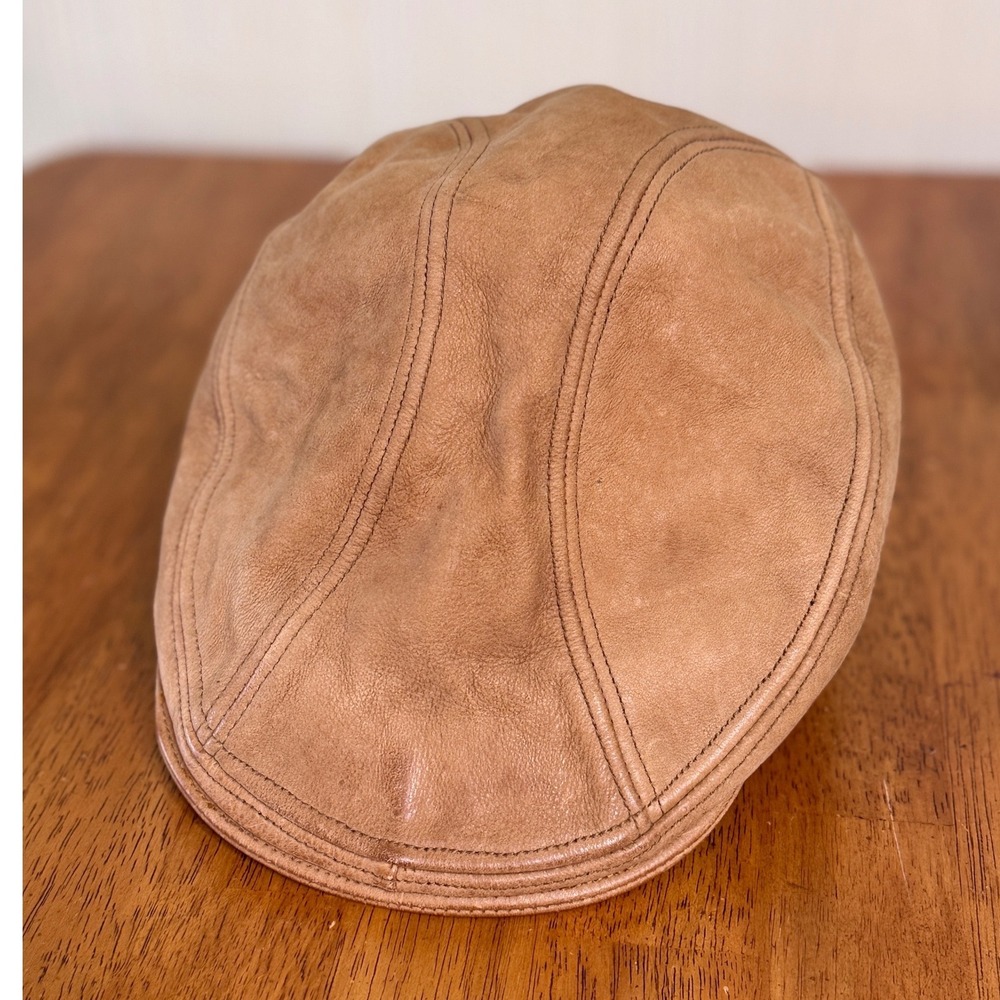 Broner Genuine Leather Newsboy Hat Cap Brown L/XL